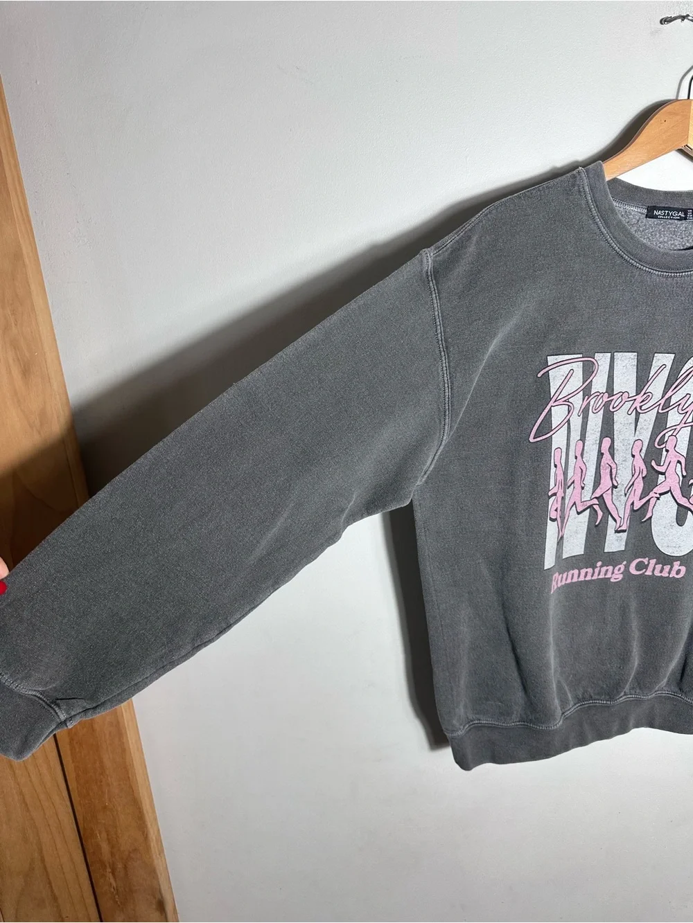 Running Club NYC graphic Gray washed Crewneck Sweatshirt